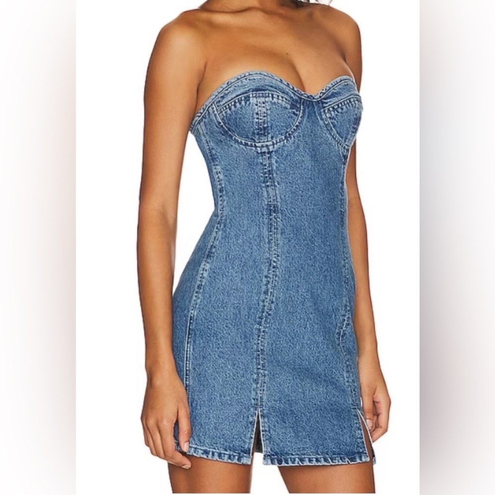 Lovers and Friends Alexis Bustier Mini Denim Dress - size M